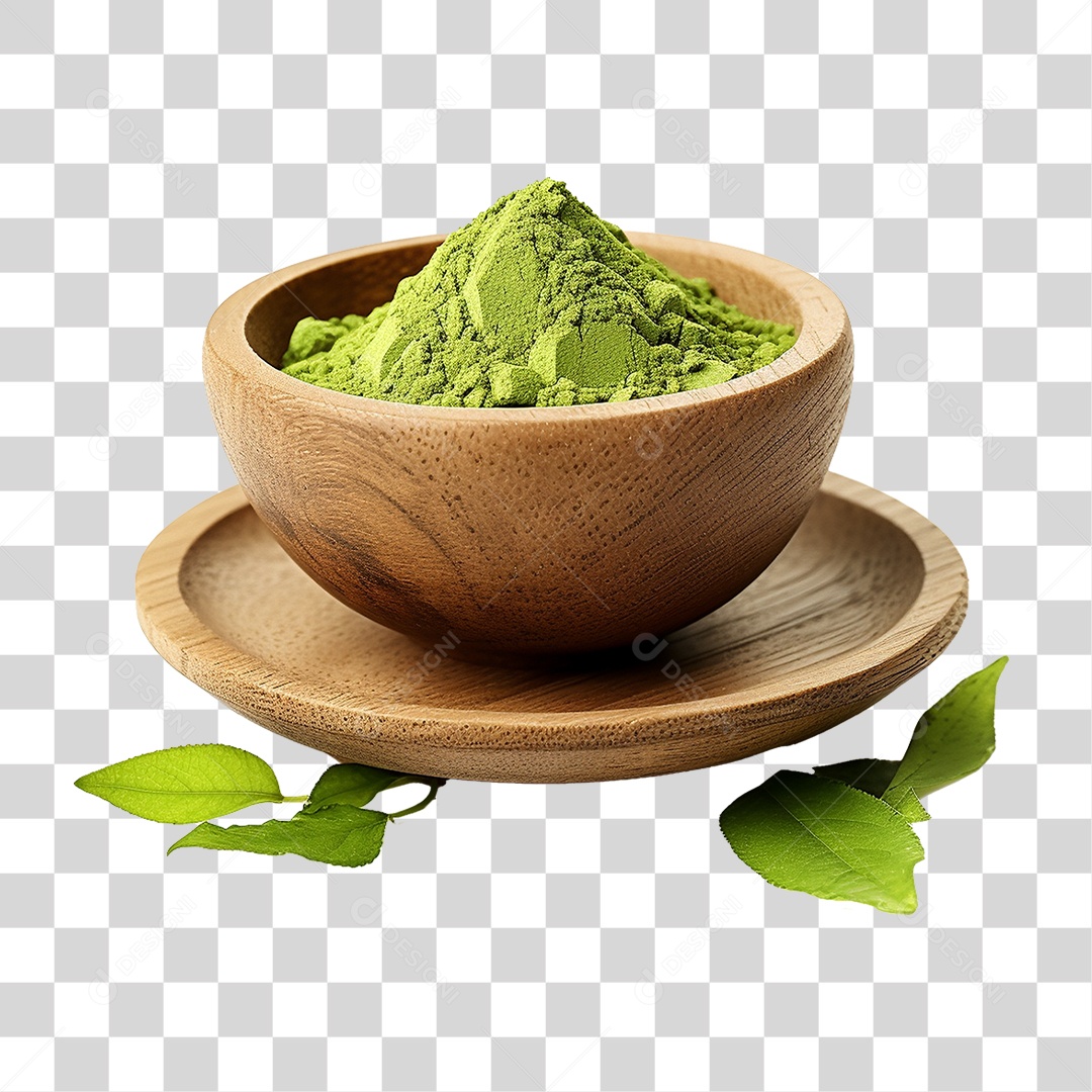 Pó de Chá Verde em Tigela PNG Transparente