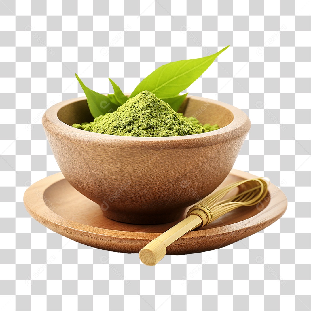 Pó de Chá Verde em Tigela PNG Transparente