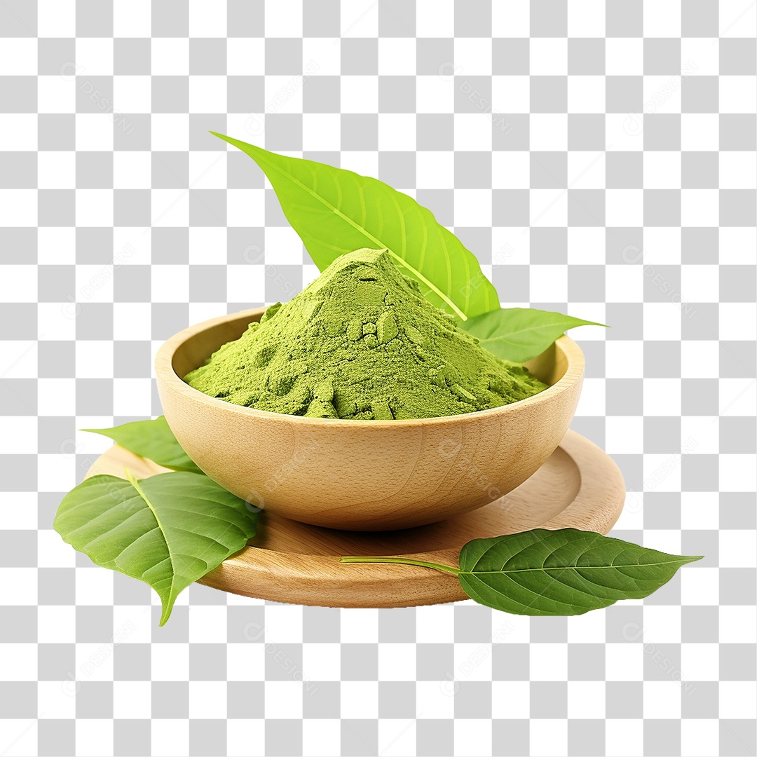 Pó de Chá Verde em Tigela PNG Transparente