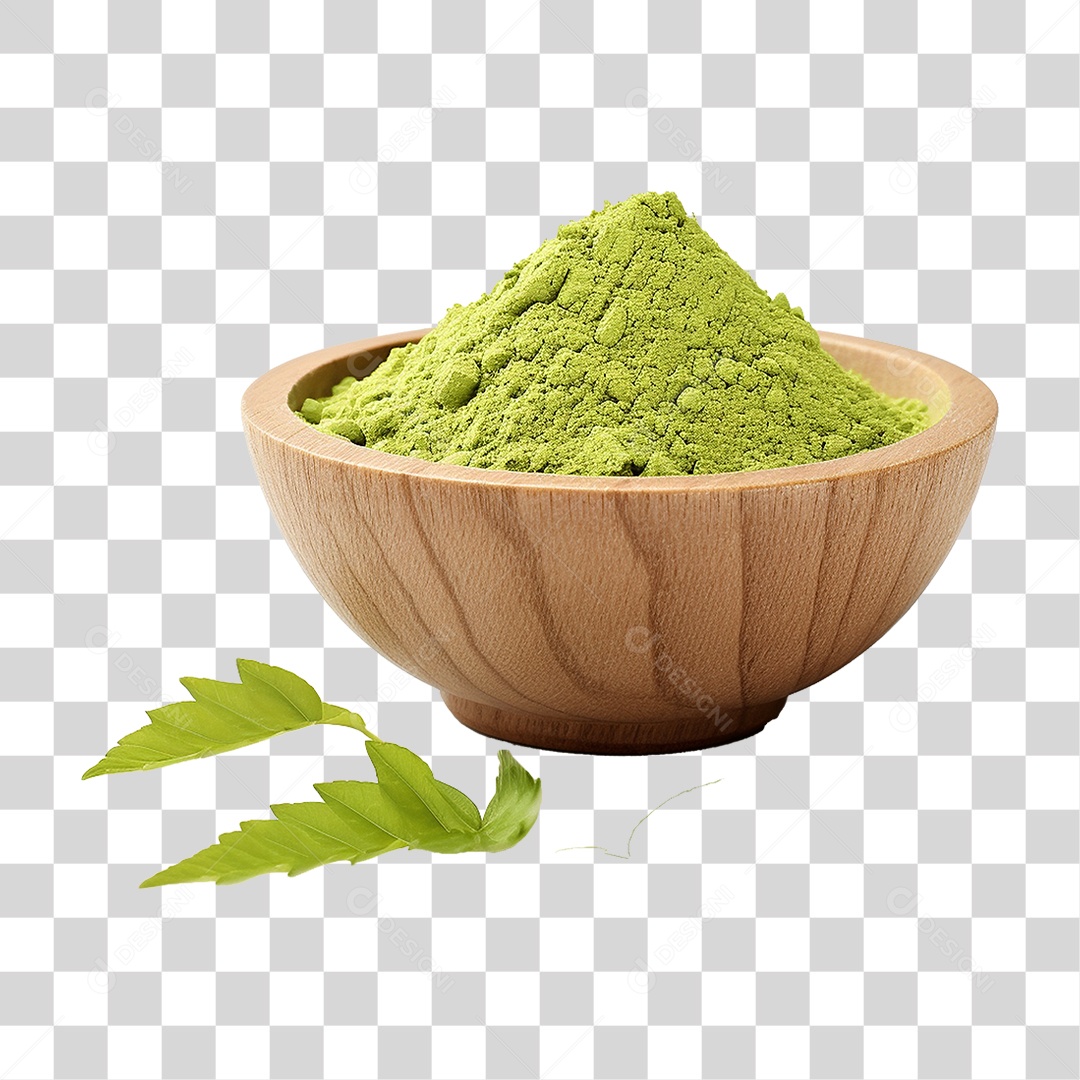 Pó de Chá Verde em Tigela PNG Transparente