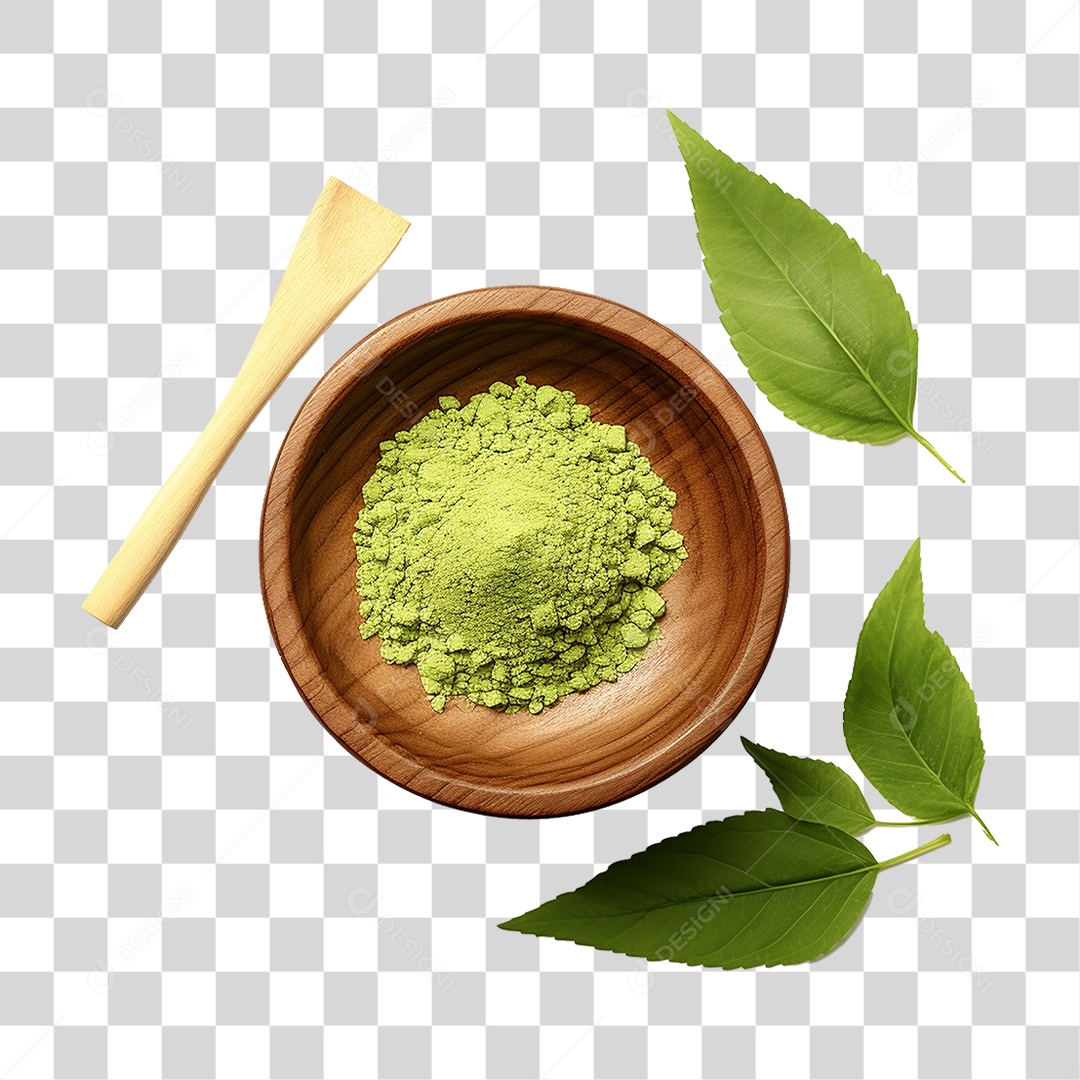 Pó de Chá Verde em Tigela PNG Transparente