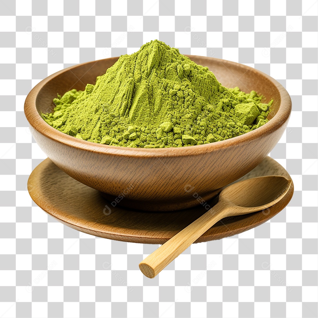 Pó de Chá Verde em Tigela PNG Transparente