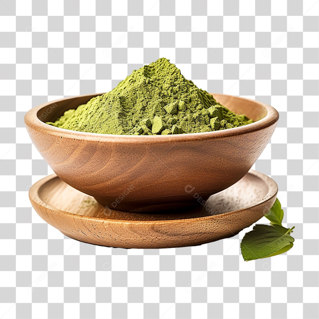 Pó de Chá Verde em Tigela PNG Transparente