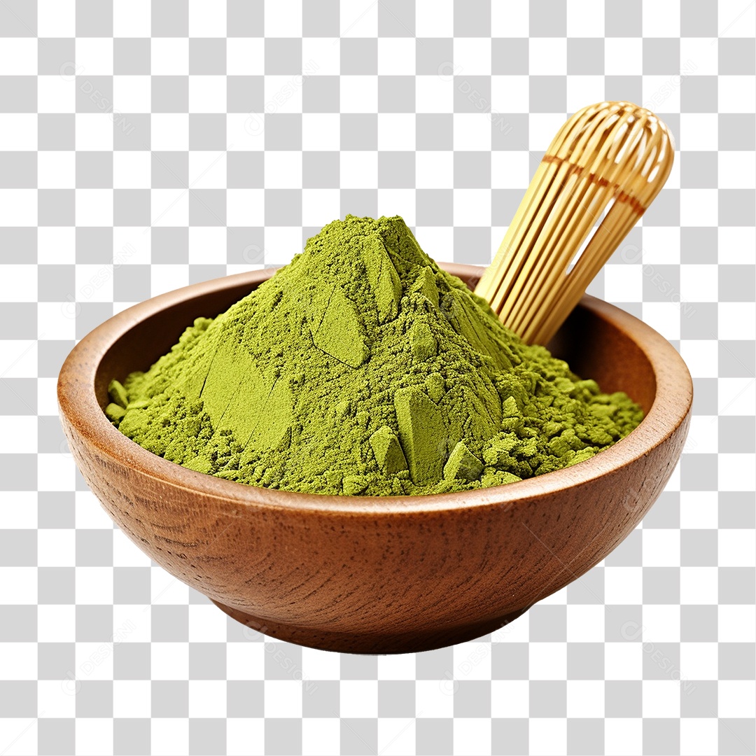 Pó de Chá Verde em Tigela PNG Transparente