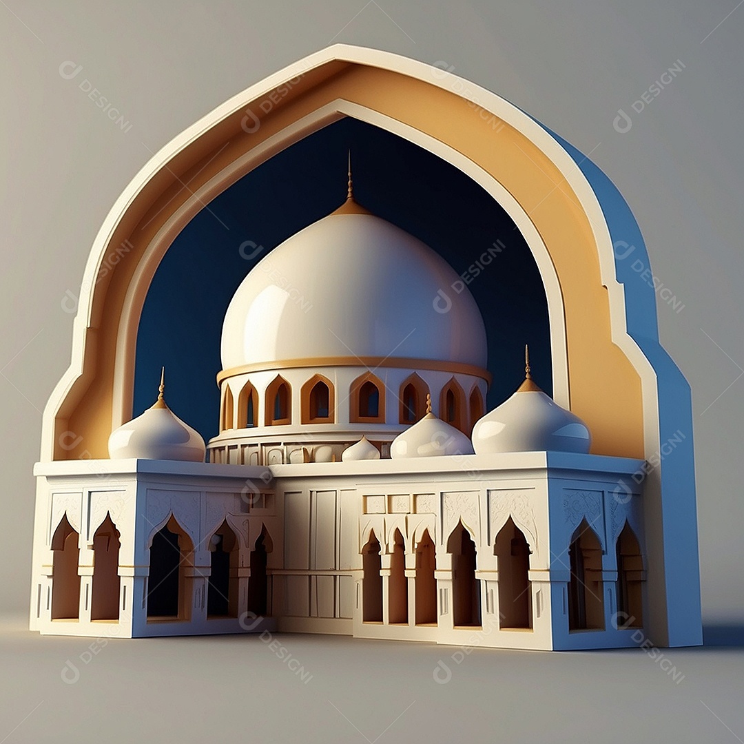 Padrão linda mesquita islâmica espaço vazio ilumina o fundo