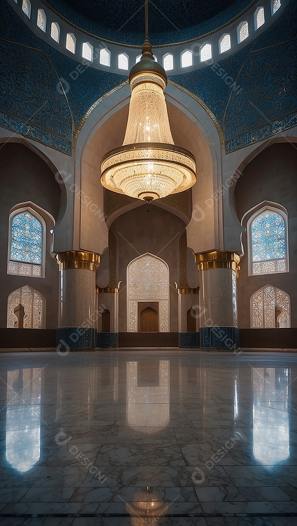 Padrão linda mesquita islâmica espaço vazio ilumina o fundo