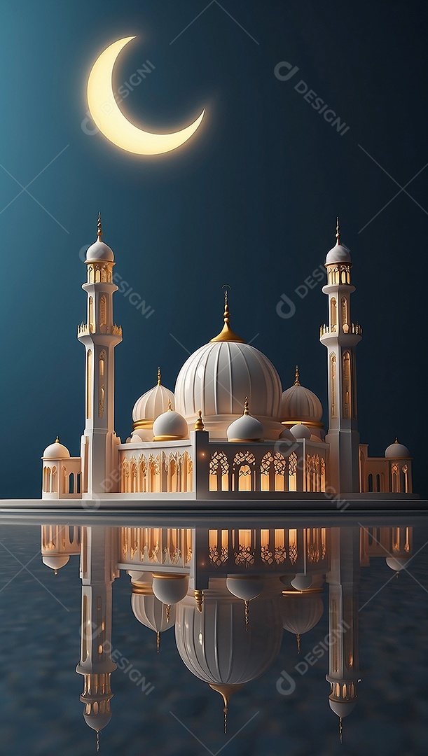 Padrão ramadan 3d mesquita islâmica fundo claro