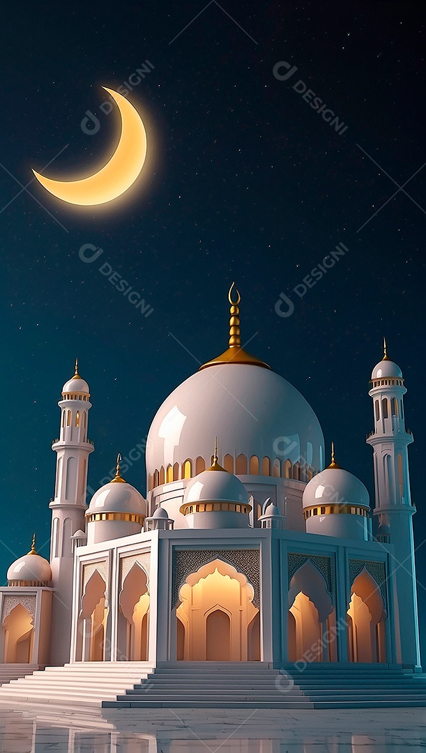 Padrão ramadan 3d mesquita islâmica fundo claro
