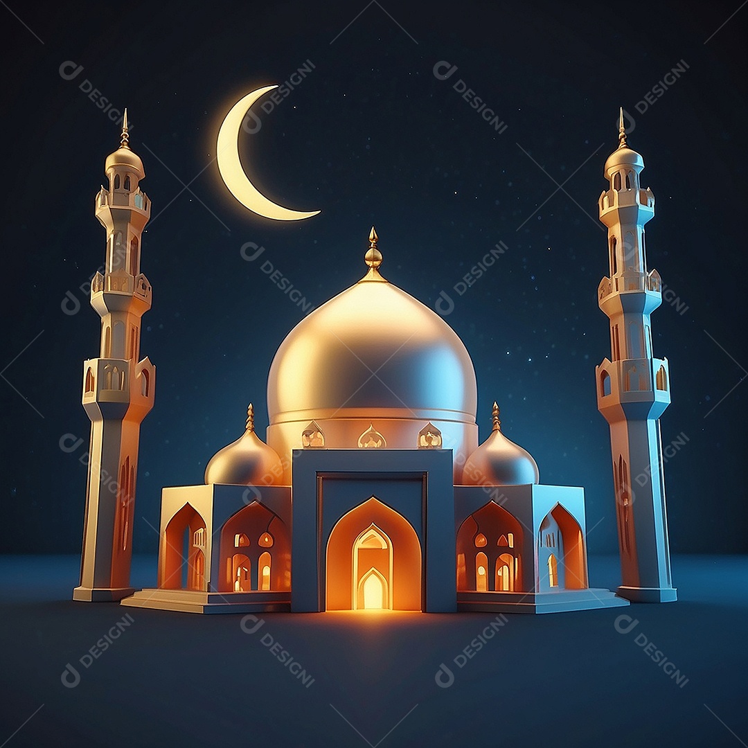 Padrão ramadan 3d mesquita islâmica fundo claro