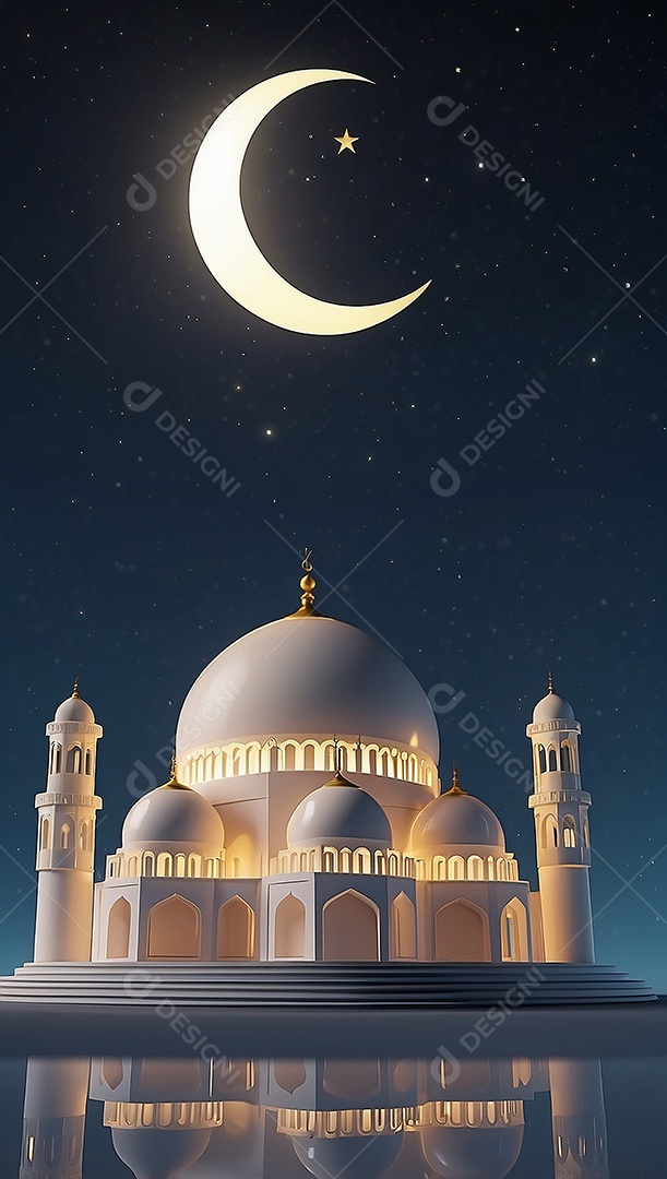 Padrão ramadan 3d mesquita islâmica fundo claro