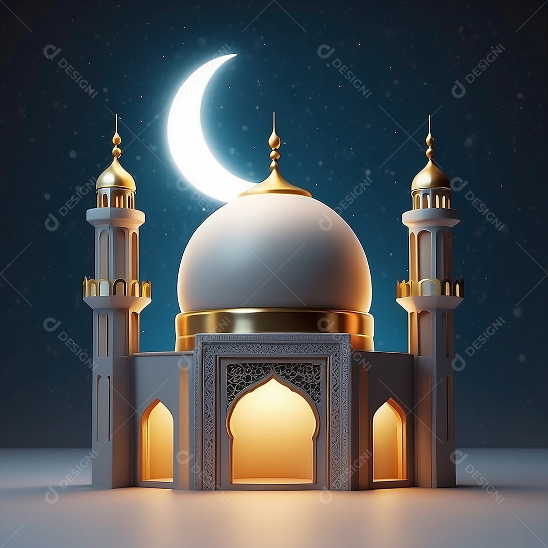 Padrão ramadan 3d mesquita islâmica fundo clar