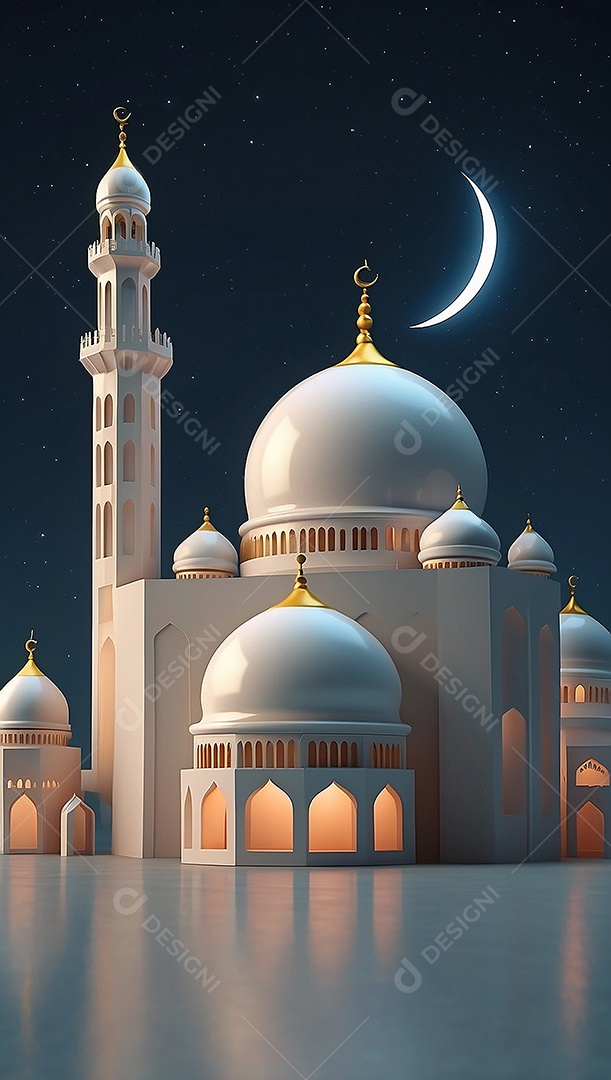 Padrão ramadan 3d mesquita islâmica fundo claro