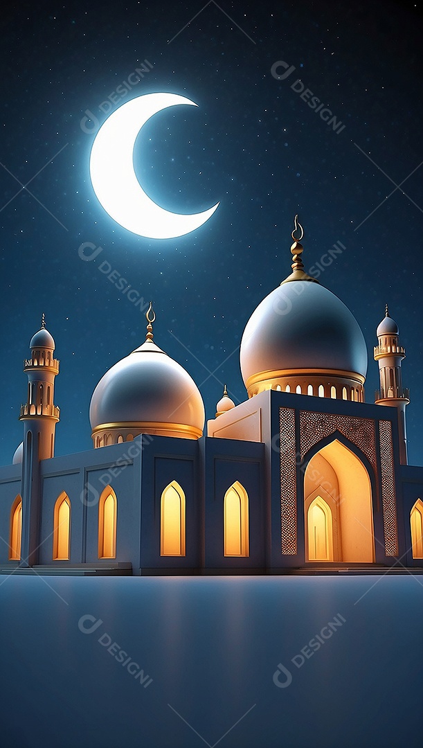 Padrão ramadan 3d mesquita islâmica fundo claro