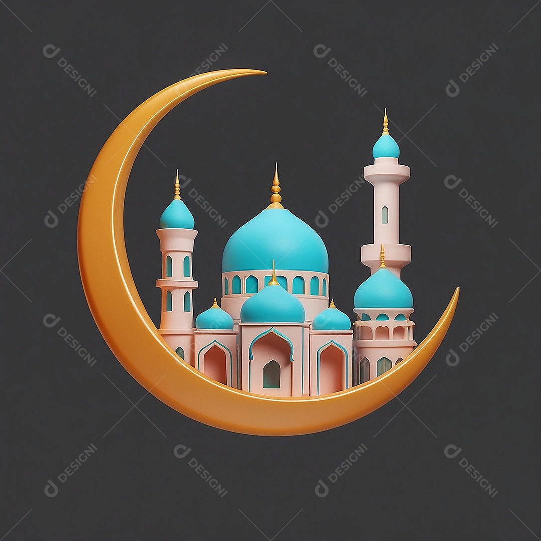 Padrão ramadan 3d mesquita islâmica fundo claro
