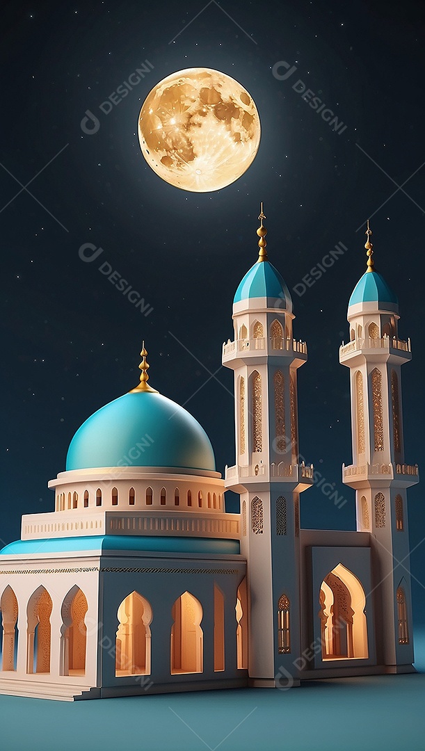 Padrão ramadan 3d mesquita islâmica fundo claro