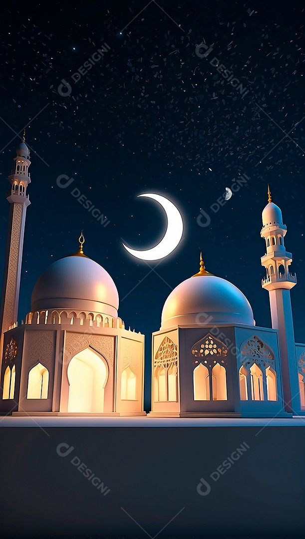 Padrão ramadan 3d mesquita islâmica fundo claro