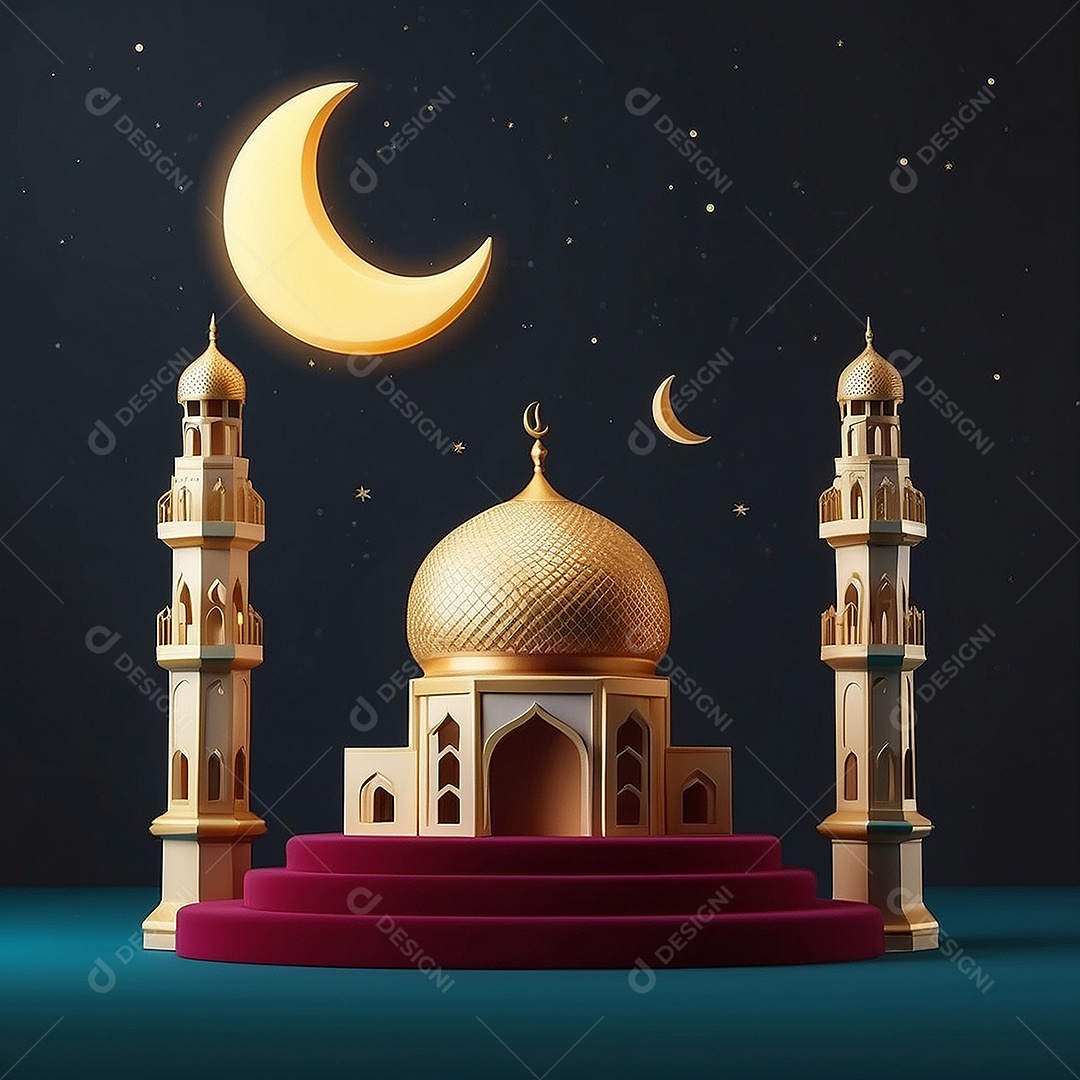 Padrão ramadan 3d mesquita islâmica fundo claro