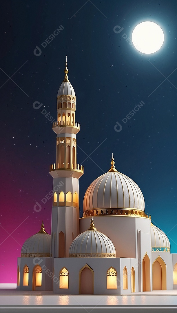 Padrão ramadan 3d mesquita islâmica fundo clar