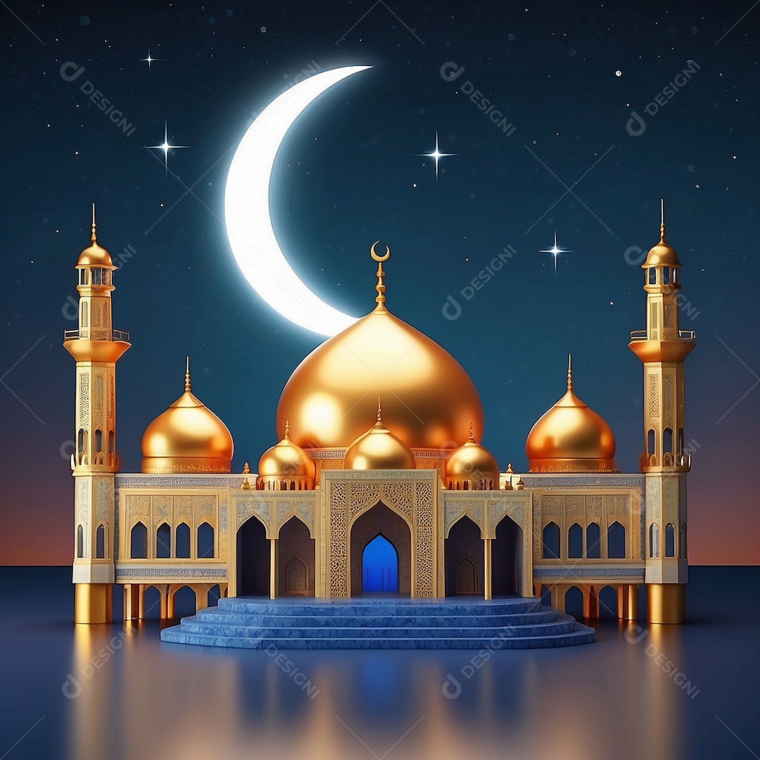 Padrão ramadan 3d mesquita islâmica fundo claro