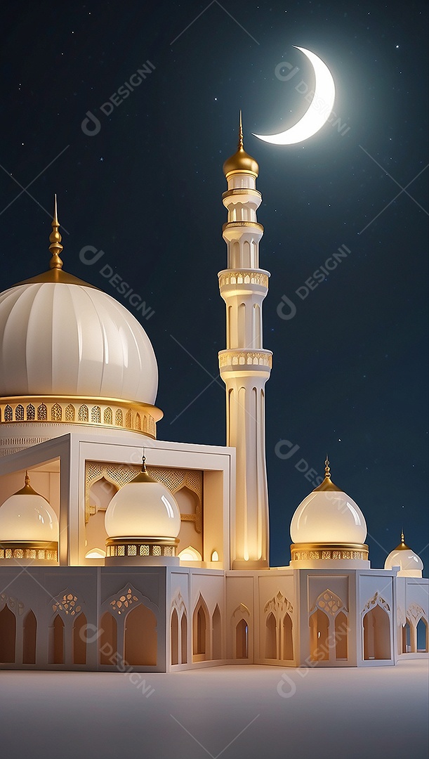 Padrão ramadan 3d mesquita islâmica fundo claro