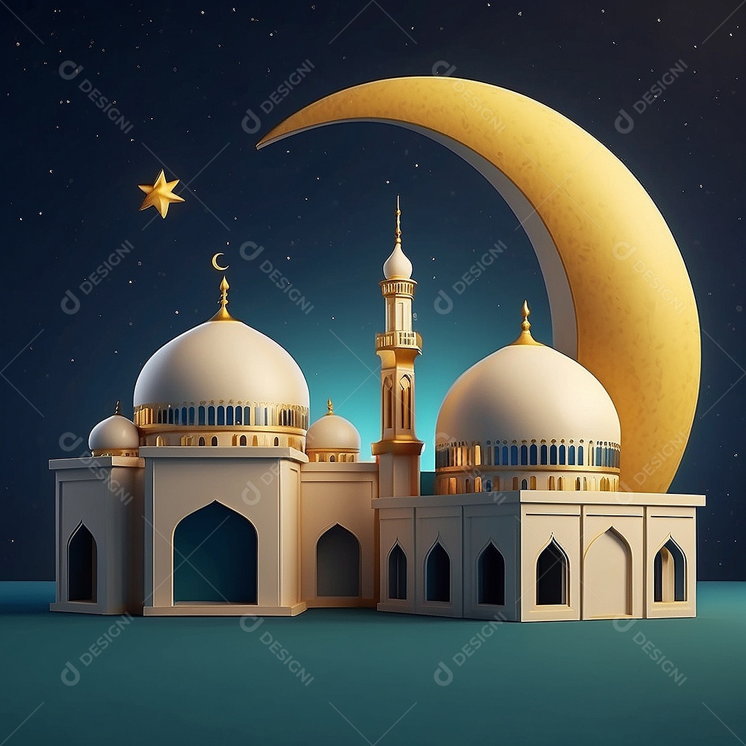 Padrão ramadan 3d mesquita islâmica fundo claro