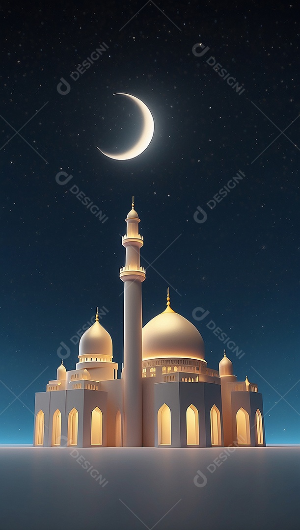 Padrão ramadan 3d mesquita islâmica fundo claro