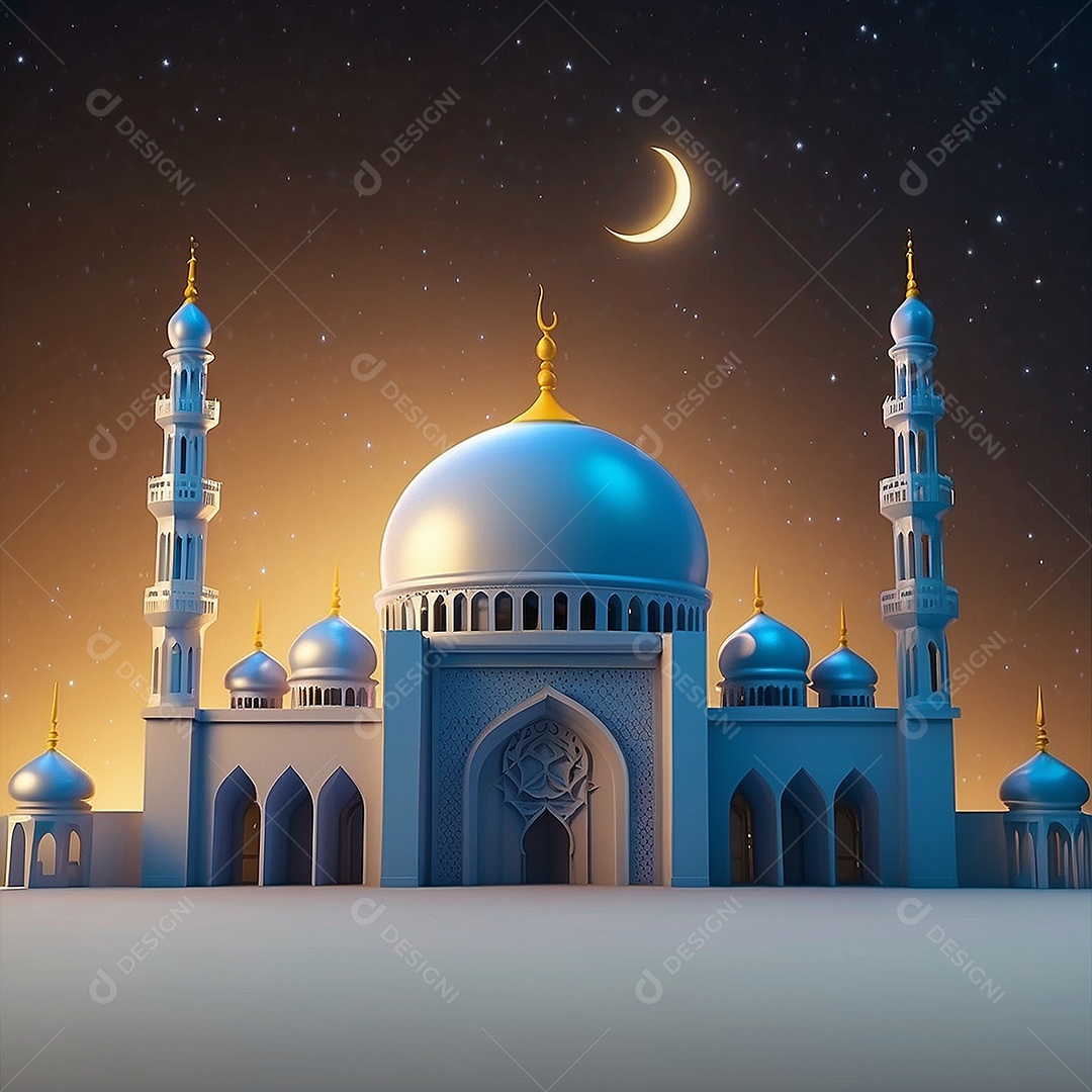 Padrão ramadan 3d mesquita islâmica fundo claro