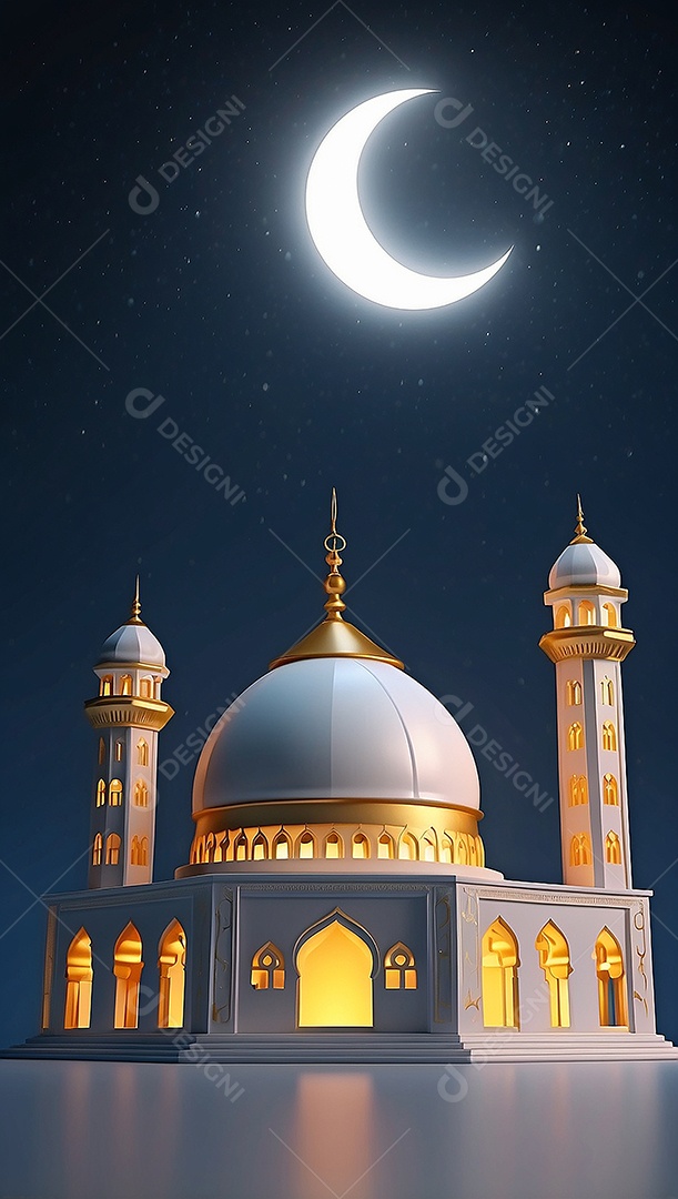 Padrão ramadan 3d mesquita islâmica fundo claro