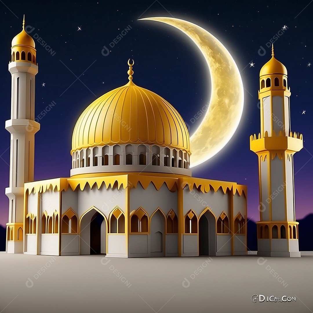 Padrão ramadan 3d mesquita islâmica fundo claro
