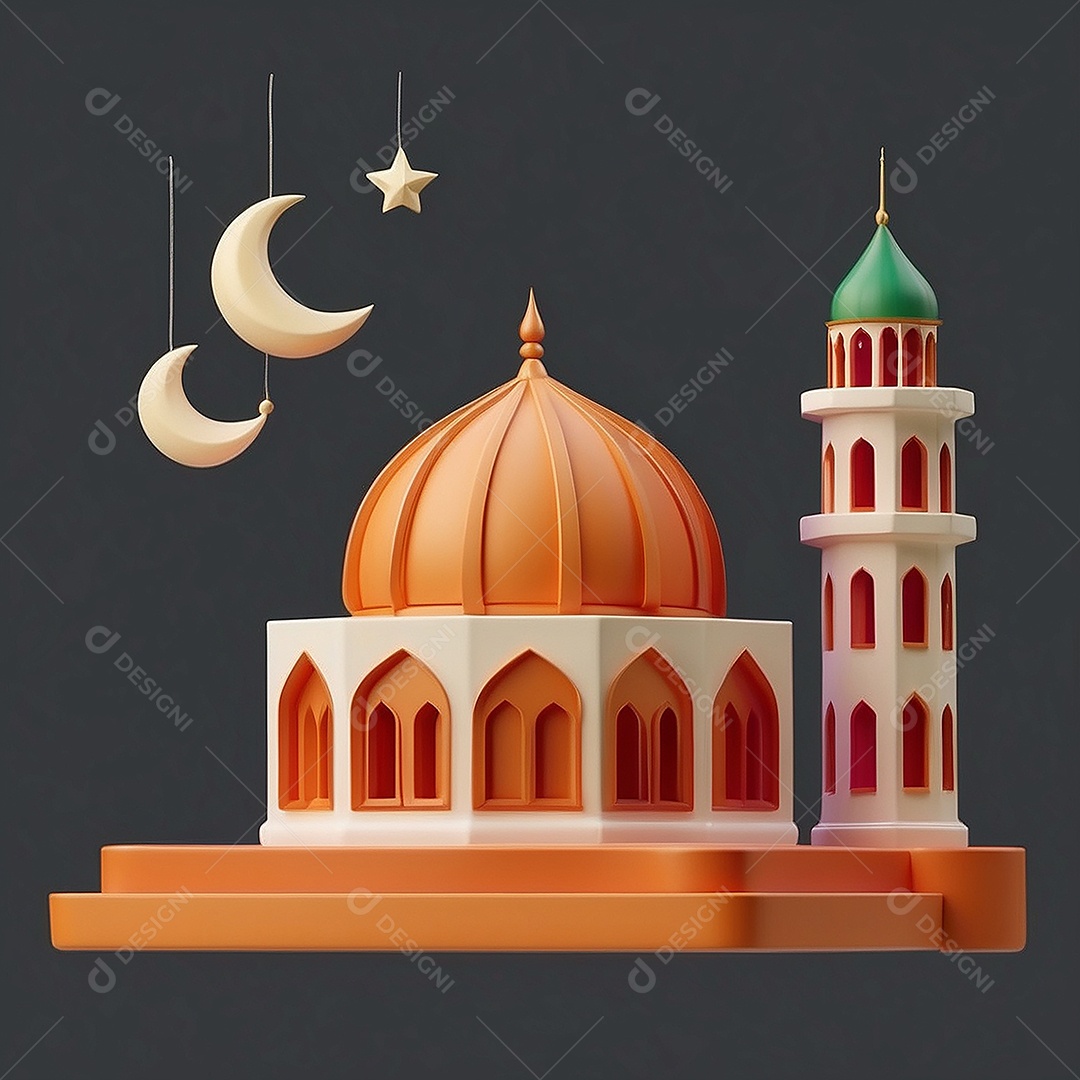 Padrão ramadan 3d mesquita islâmica fundo claro