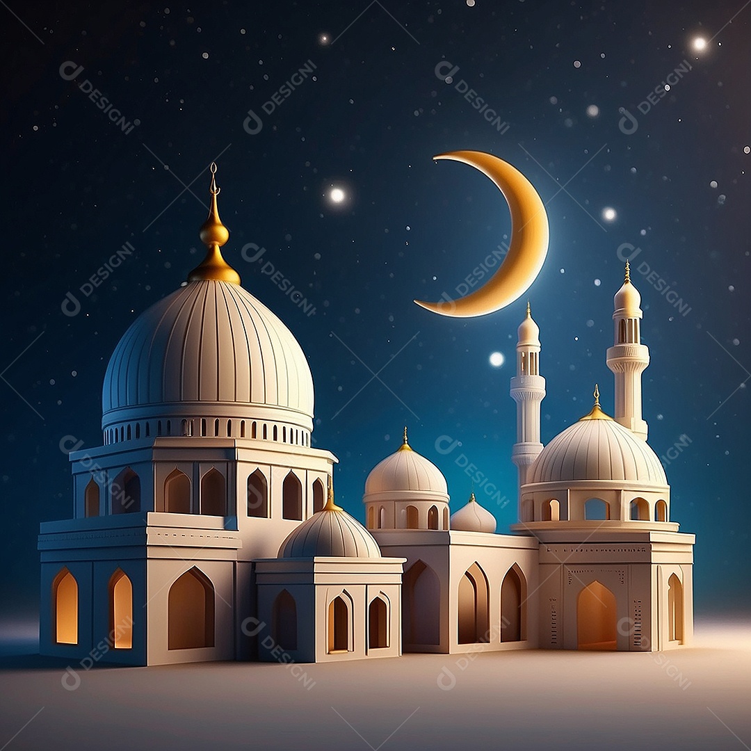 Padrão ramadan 3d mesquita islâmica fundo claro
