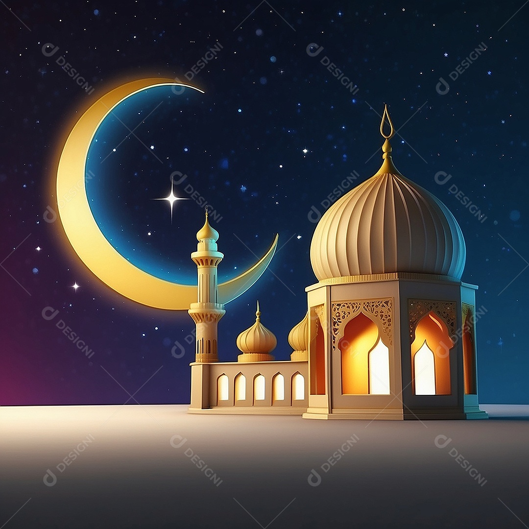 Padrão ramadan 3d mesquita islâmica fundo claro