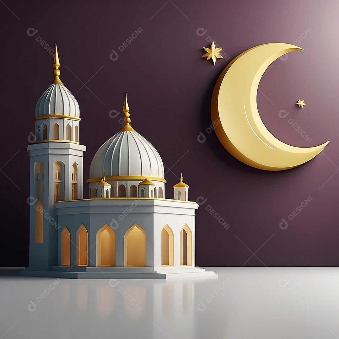 Padrão ramadan 3d mesquita islâmica fundo claro