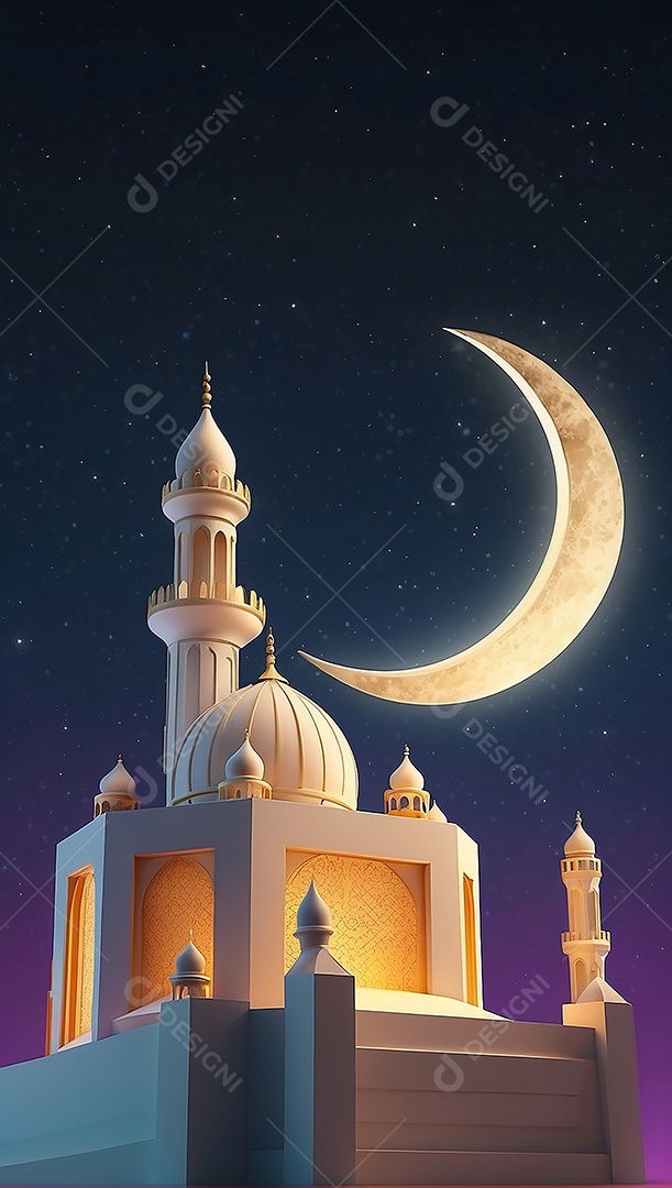 Padrão ramadan 3d mesquita islâmica fundo claro