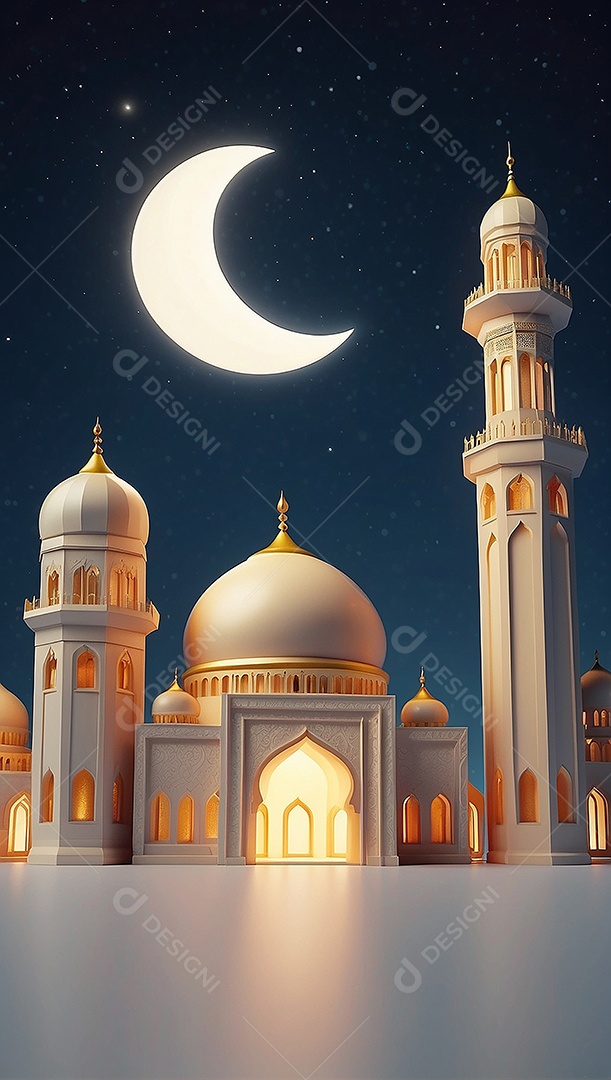 Padrão ramadan 3d mesquita islâmica fundo claro