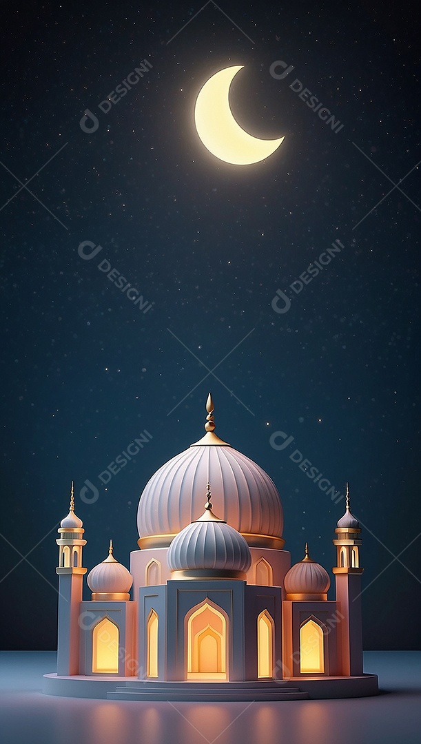 Padrão ramadan 3d mesquita islâmica fundo claro