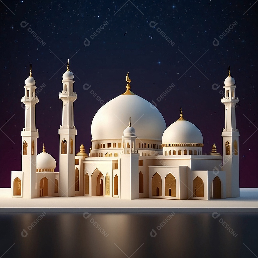 Padrão ramadan 3d mesquita islâmica fundo claro