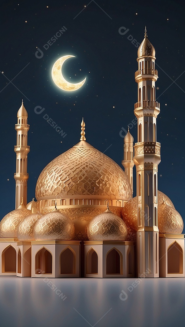 Padrão ramadan 3d mesquita islâmica fundo claro