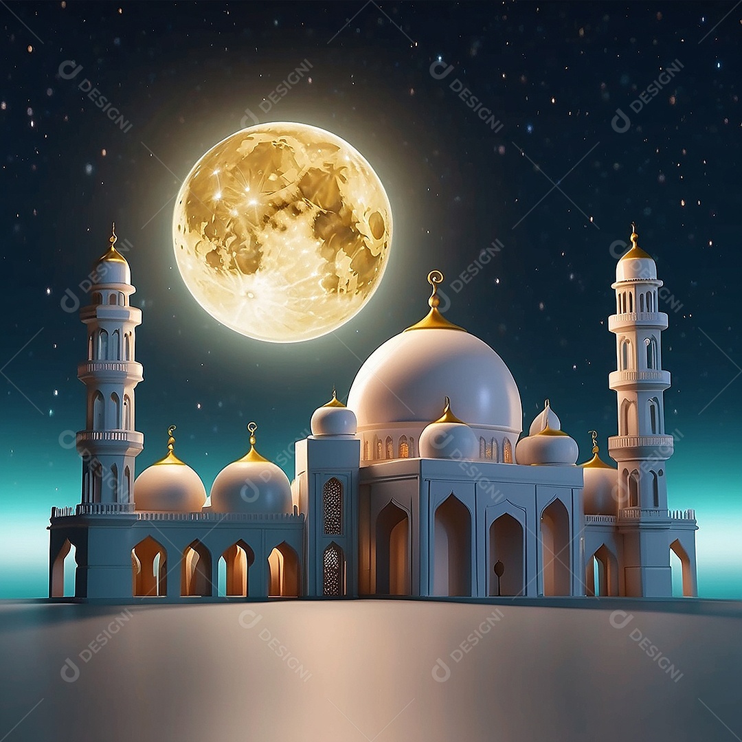 Padrão ramadan 3d mesquita islâmica fundo claro