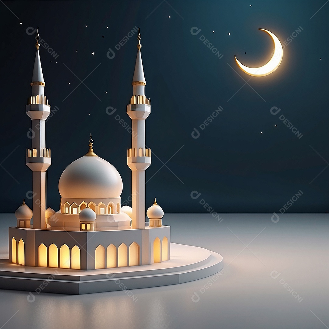 Padrão ramadan 3d mesquita islâmica fundo claro