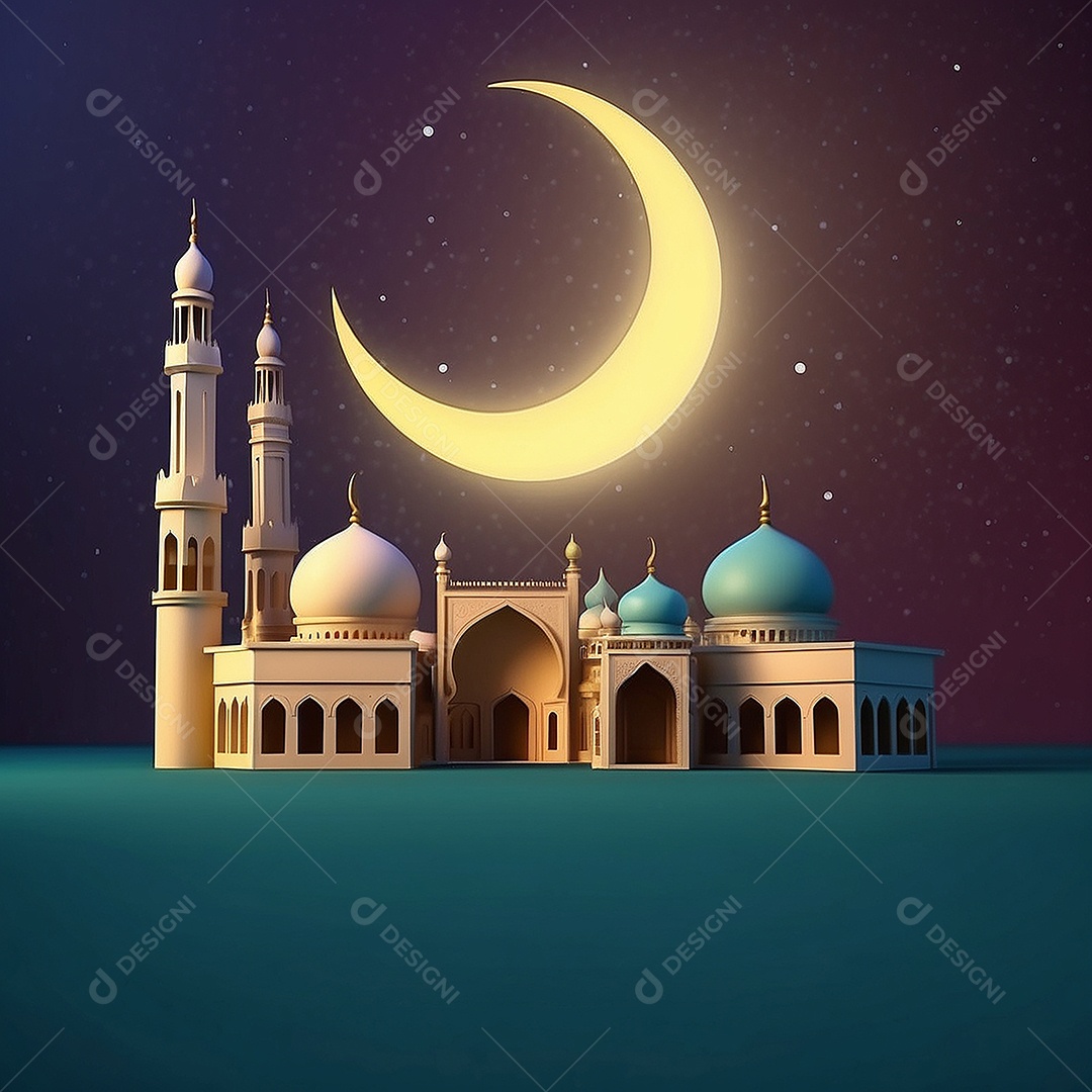Padrão ramadan 3d mesquita islâmica fundo claro