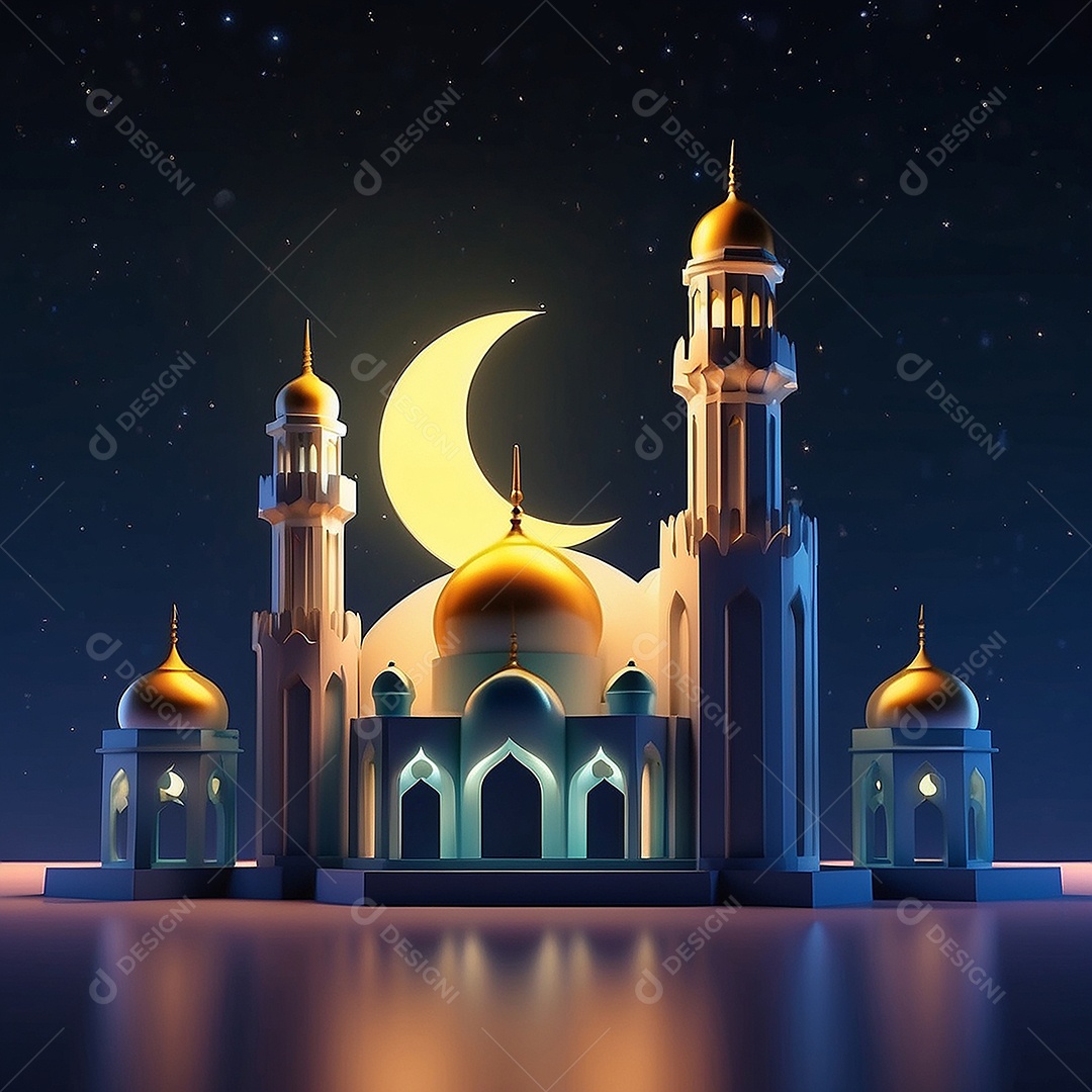 Padrão ramadan 3d mesquita islâmica fundo claro
