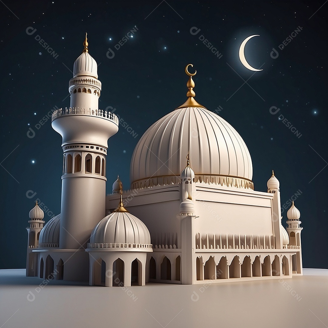 Padrão ramadan 3d mesquita islâmica fundo claro