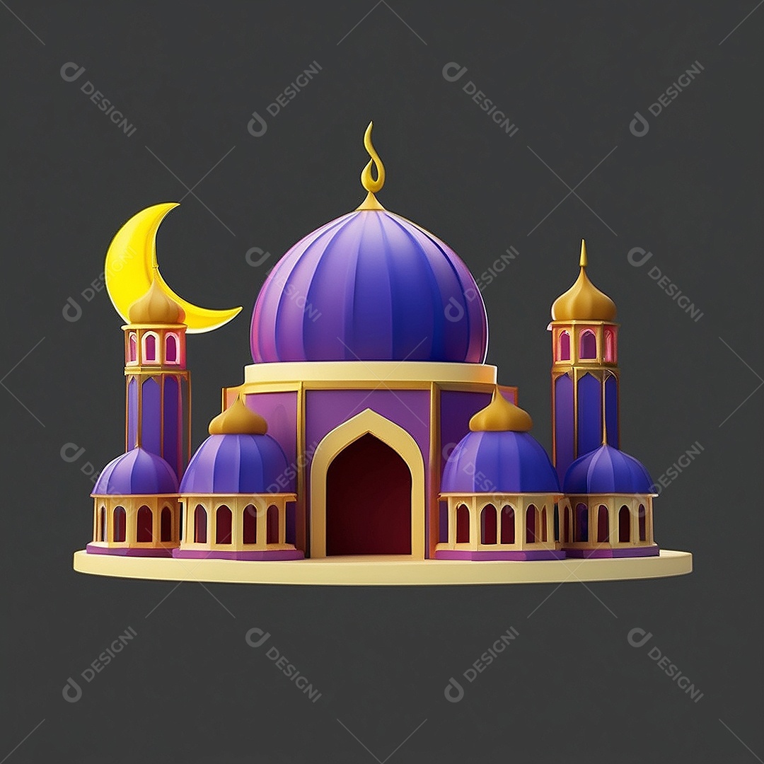 Padrão ramadan 3d mesquita islâmica fundo claro