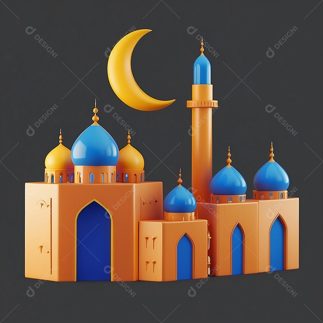 Padrão ramadan 3d mesquita islâmica fundo claro