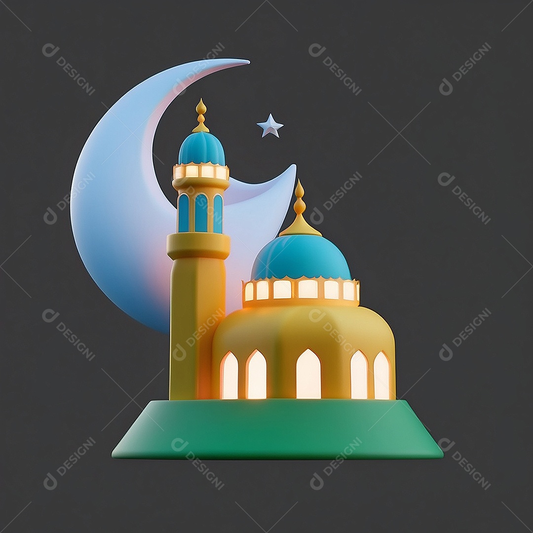 Padrão ramadan 3d mesquita islâmica fundo claro