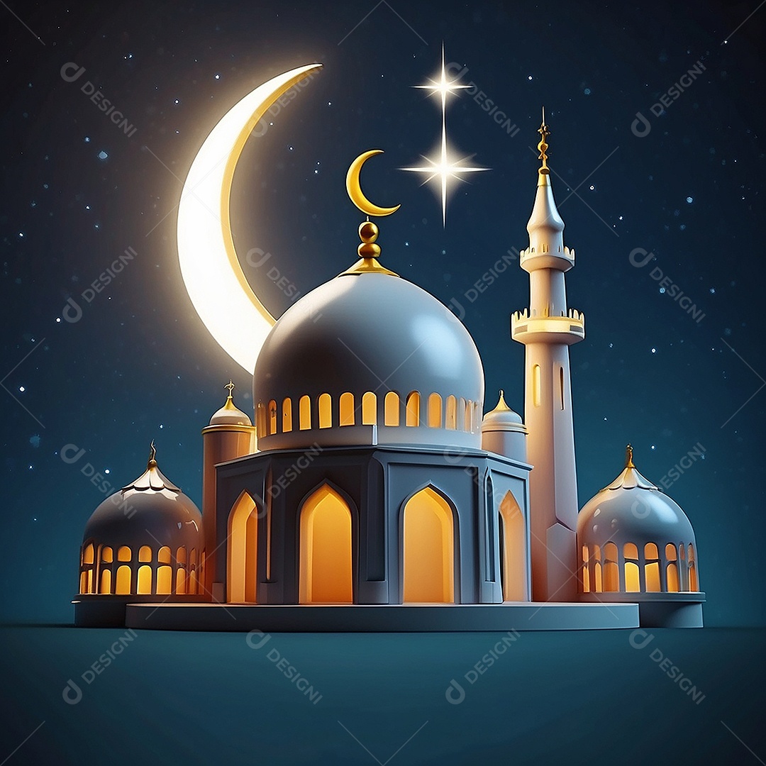 Padrão ramadan 3d mesquita islâmica fundo claro