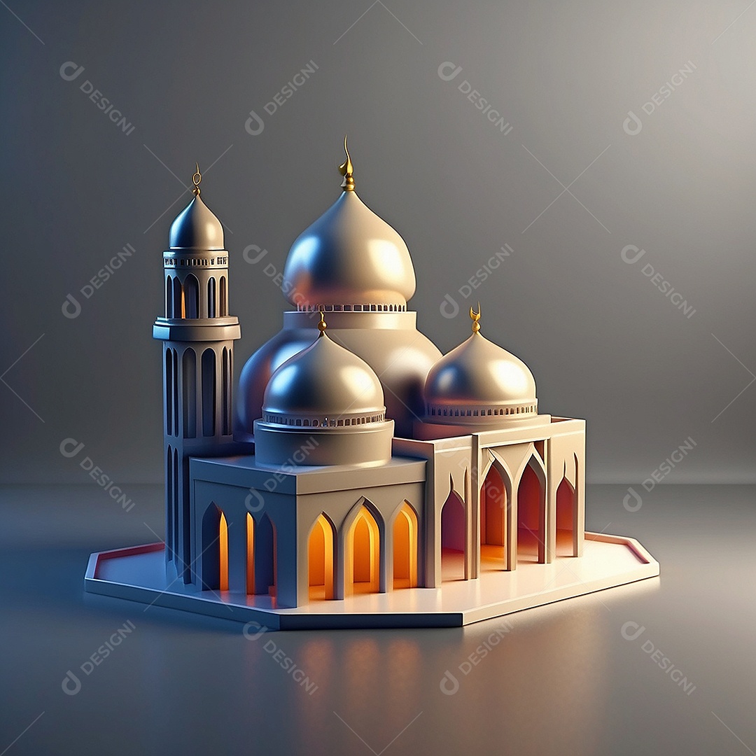 Padrão ramadan 3d mesquita islâmica fundo claro
