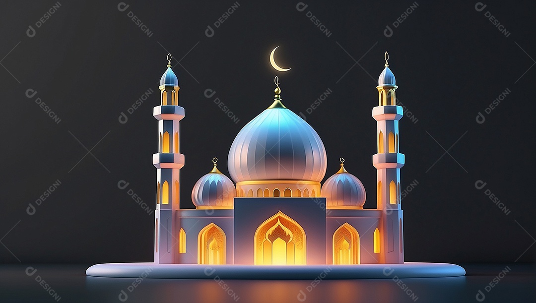 Padrão ramadan 3d mesquita islâmica fundo claro