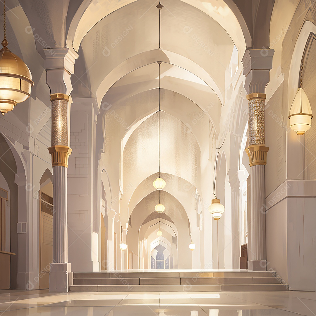 Padrão ramadan 3d mesquita islâmica fundo claro